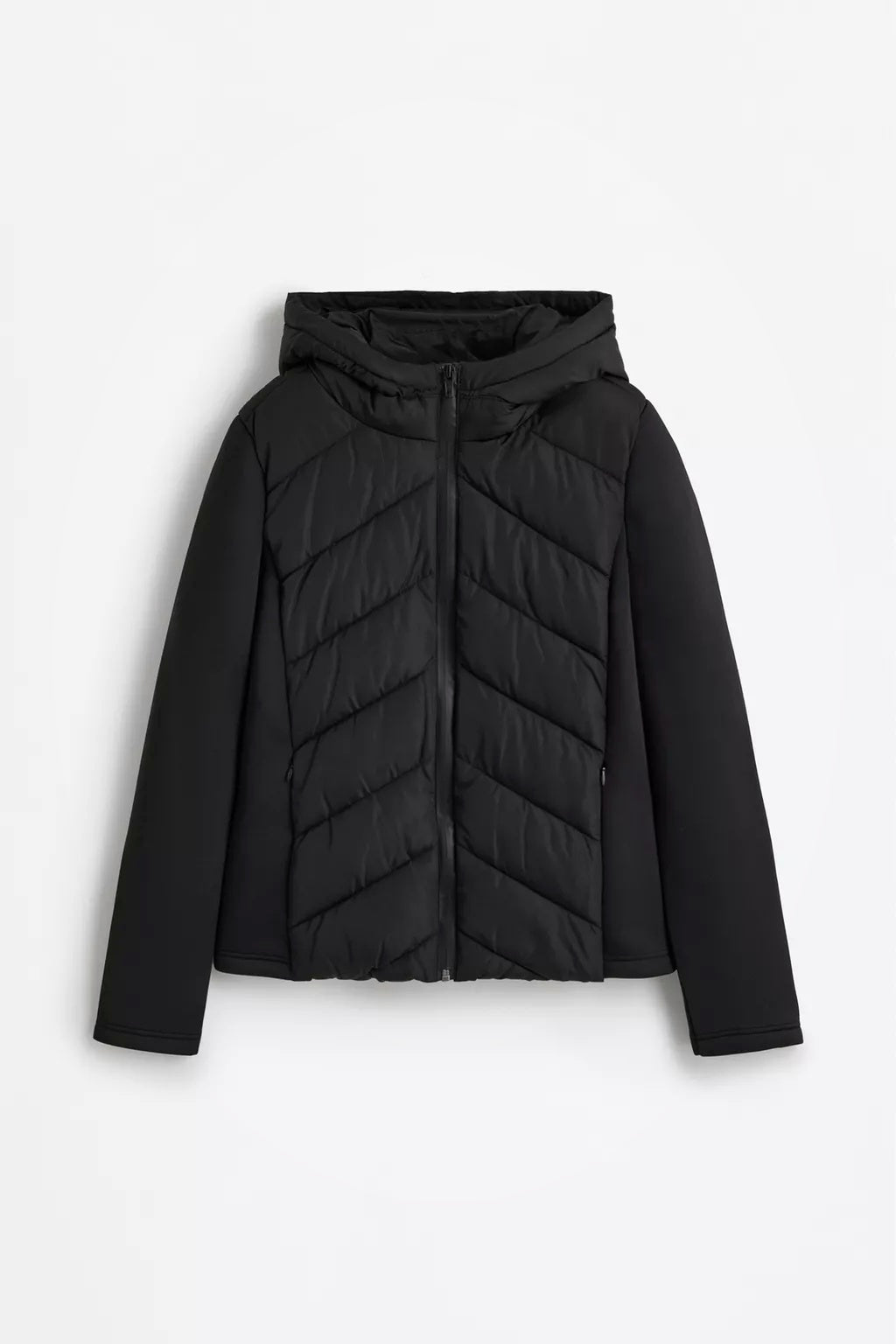 Chaqueta corta con capucha para mujer – negro, cálida y moderna – Modenique