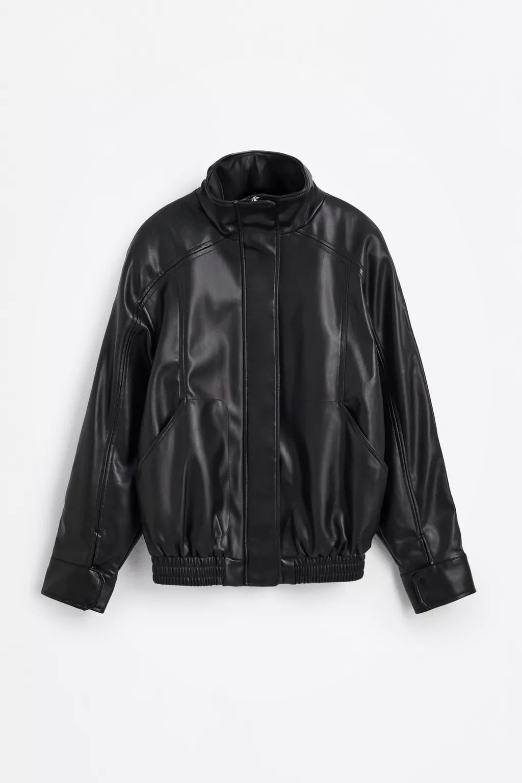 Chaqueta corta de piel sintética para mujer – negro, estilo motero – Modenique