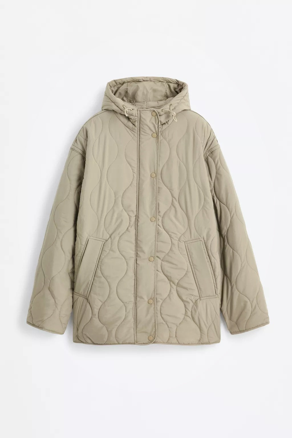 Chaqueta acolchada con capucha para mujer – beige claro, cálida y casual – Modenique