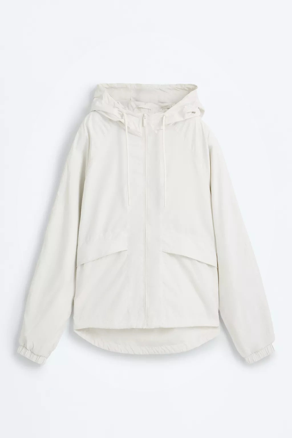 Chaqueta ligera con capucha para mujer – blanco, cortaviento y minimalista – Modenique